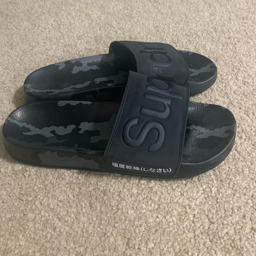 Superdry Black Camouflage Slide Sandals